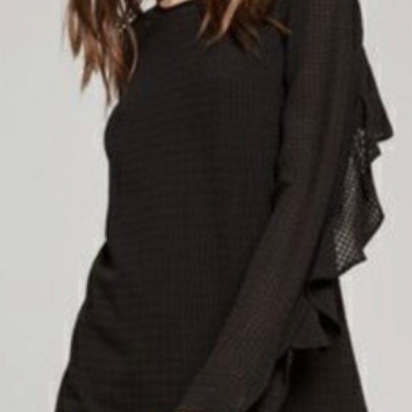 BCBGeneration Black Ruffle Back Shift Dress - Picture 3 of 5